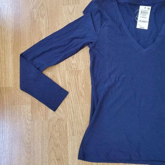 INC Cotton V-Neck Long Sleeve Tee size XS in Blue -NEW - Picture 5 of 13